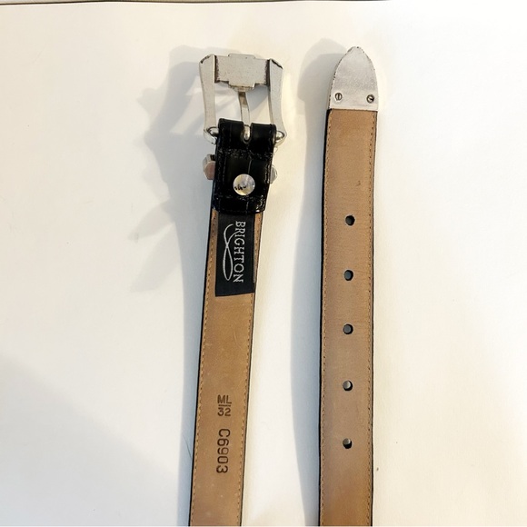VTG Brighton Croc-embossed Black Leather Belt Western-style  display picture 1